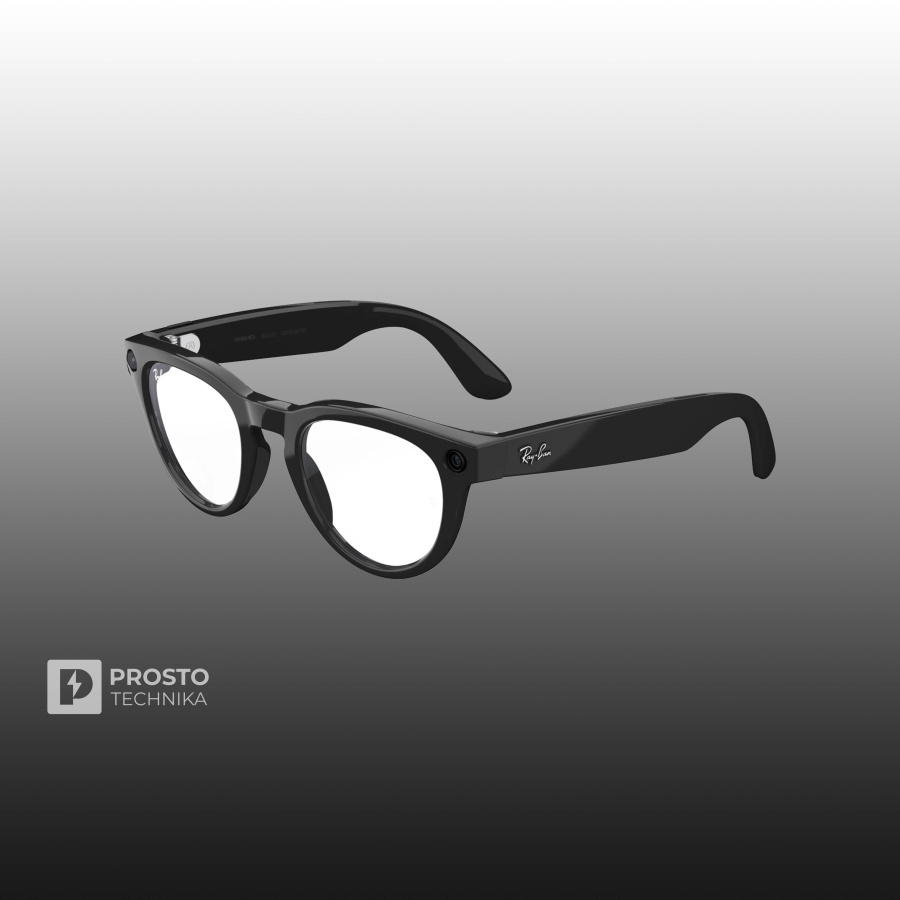 Ray-Ban Headliner (Gen 2) Глянцевый Чёрный с Прозрачно-Сапфировыми Линзами